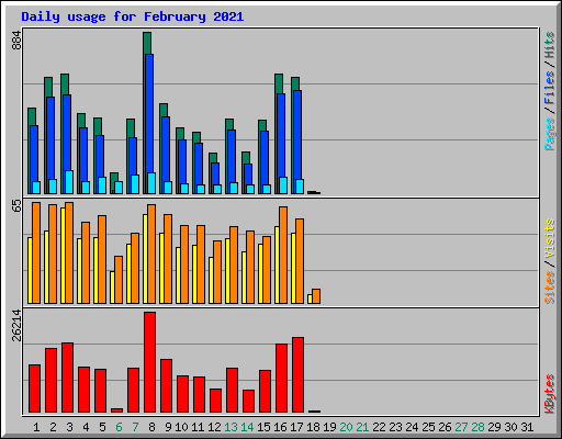 Daily usage for February 2021