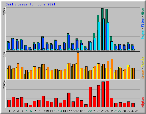 Daily usage for June 2021