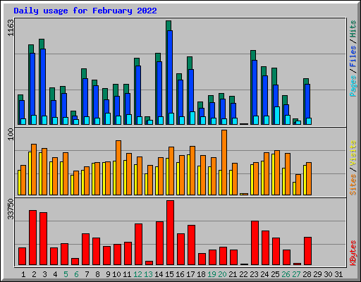 Daily usage for February 2022