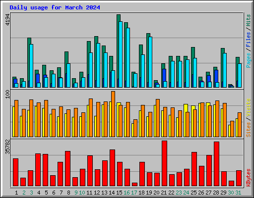 Daily usage for March 2024