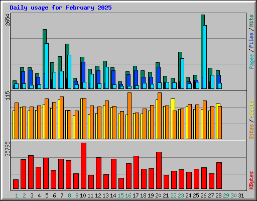 Daily usage for February 2025