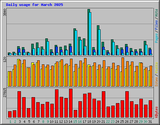 Daily usage for March 2025