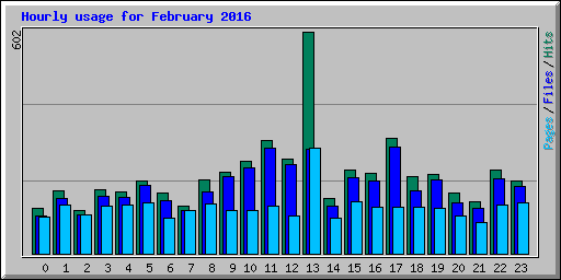 Hourly usage for February 2016