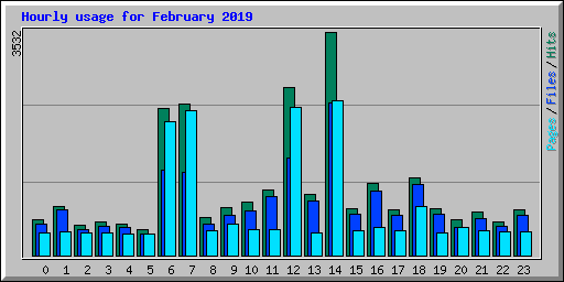 Hourly usage for February 2019