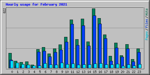 Hourly usage for February 2021